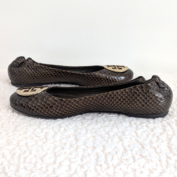 Tory Burch Ballet Flats in Brown Snakeskin-Embossed Genuine Leather - Picture 6 of 12